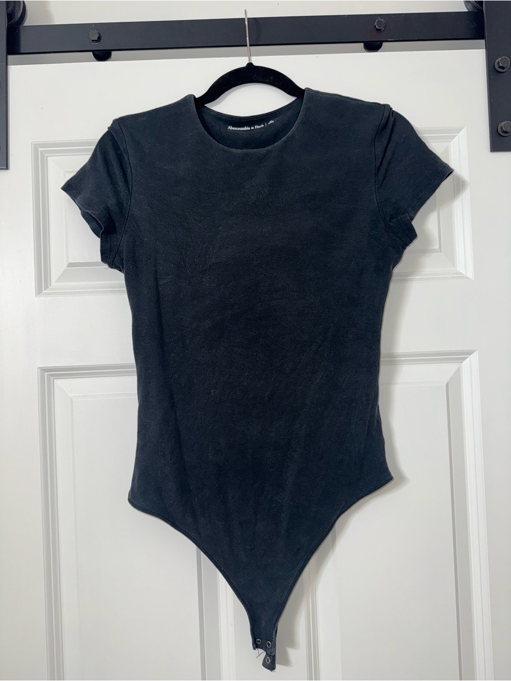 Abercrombie & Fitch Black Short-Sleeve Snap Bodysuit